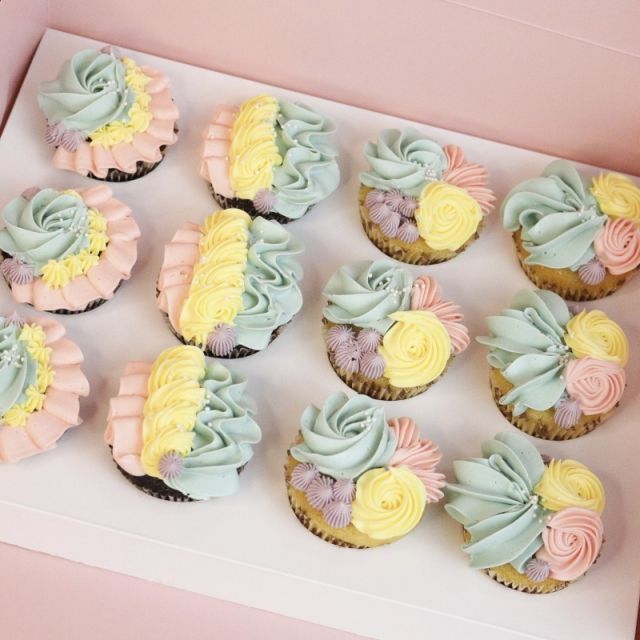 Pastel Colored Cupcakes